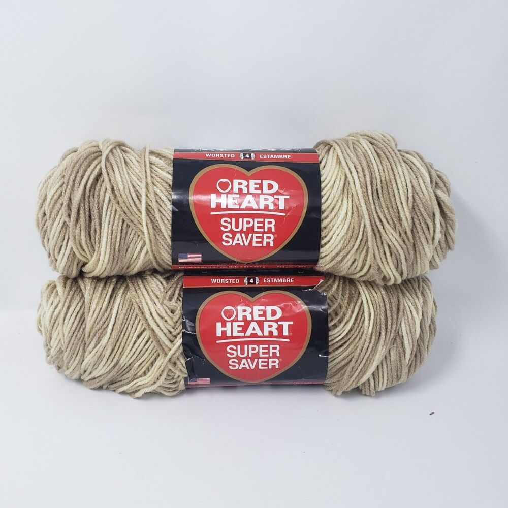 RED HEART Yarn Super Saver Worsted Yarn Sandy Print Lot of Two NEW